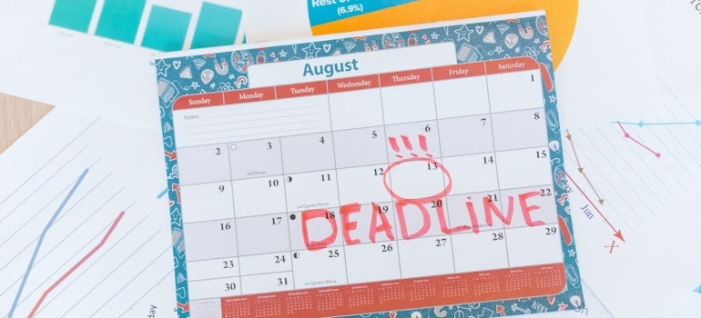 deadline written on a calendar