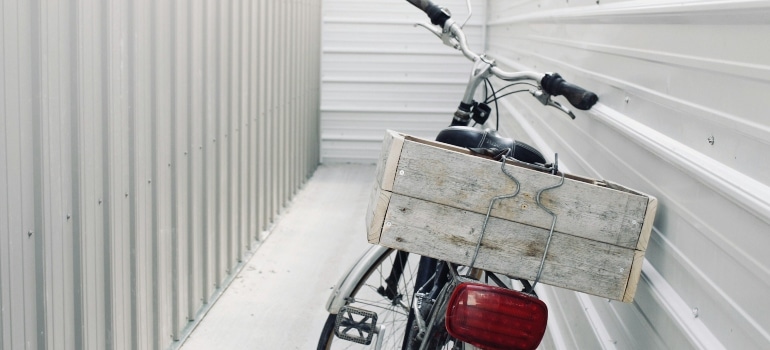 a bike in a storage unit